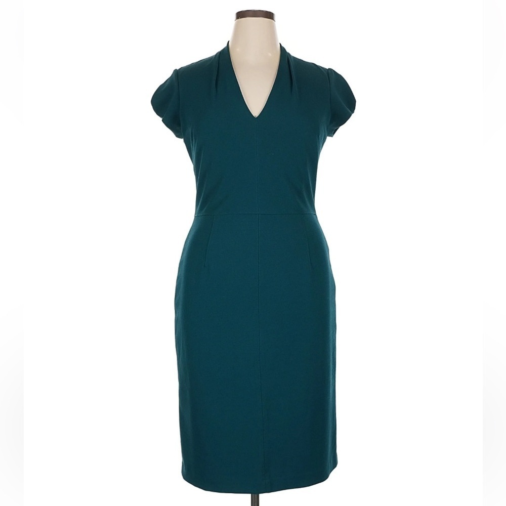 Betsey Johnson Forest Green Cap Sleeve MIDI Dress Size 10 Career Wear workwear